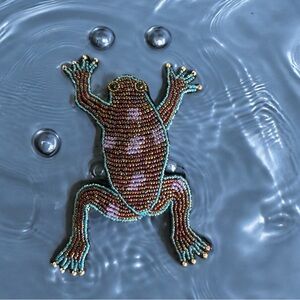 💖 Vintage Beaded Frog Barrette 💖